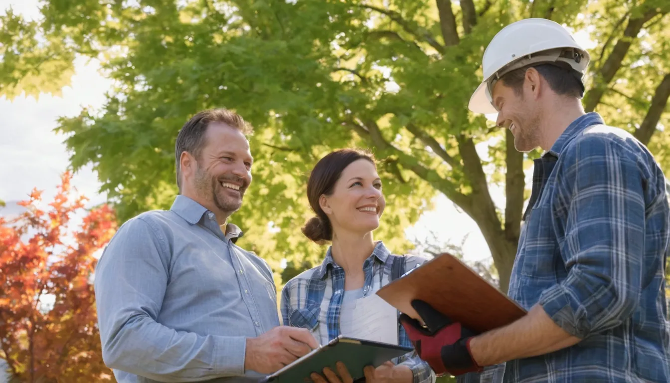 A homeowner reviewing a tree with a local provider in the Baltimore area